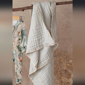 Before Ever Muslin Lace Baby Blanket